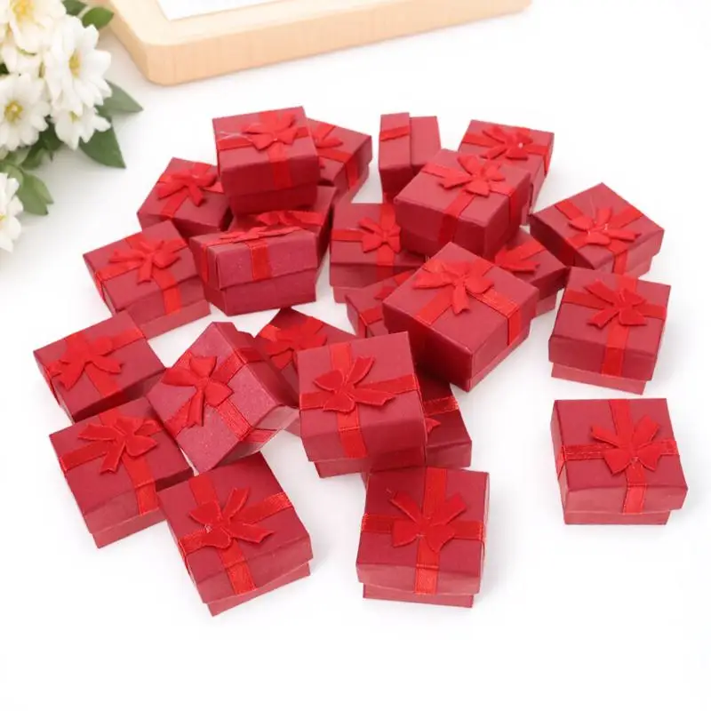 

24Pcs Solid Construction Jewelery Boxes Red for Earrings Necklaces Bracelets Wedding Party Decor Jewelery Boxes