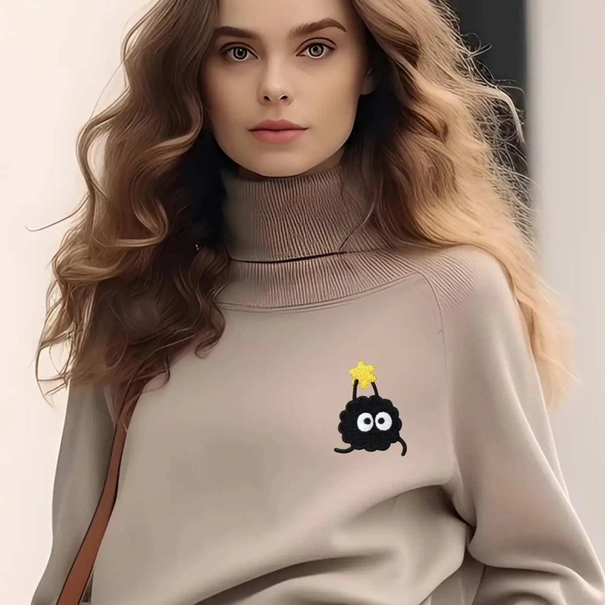 Czarna kreskówka śliczna Pixie haftowana tkanina dekoracyjna samoprzylepna naszywka na ubrania