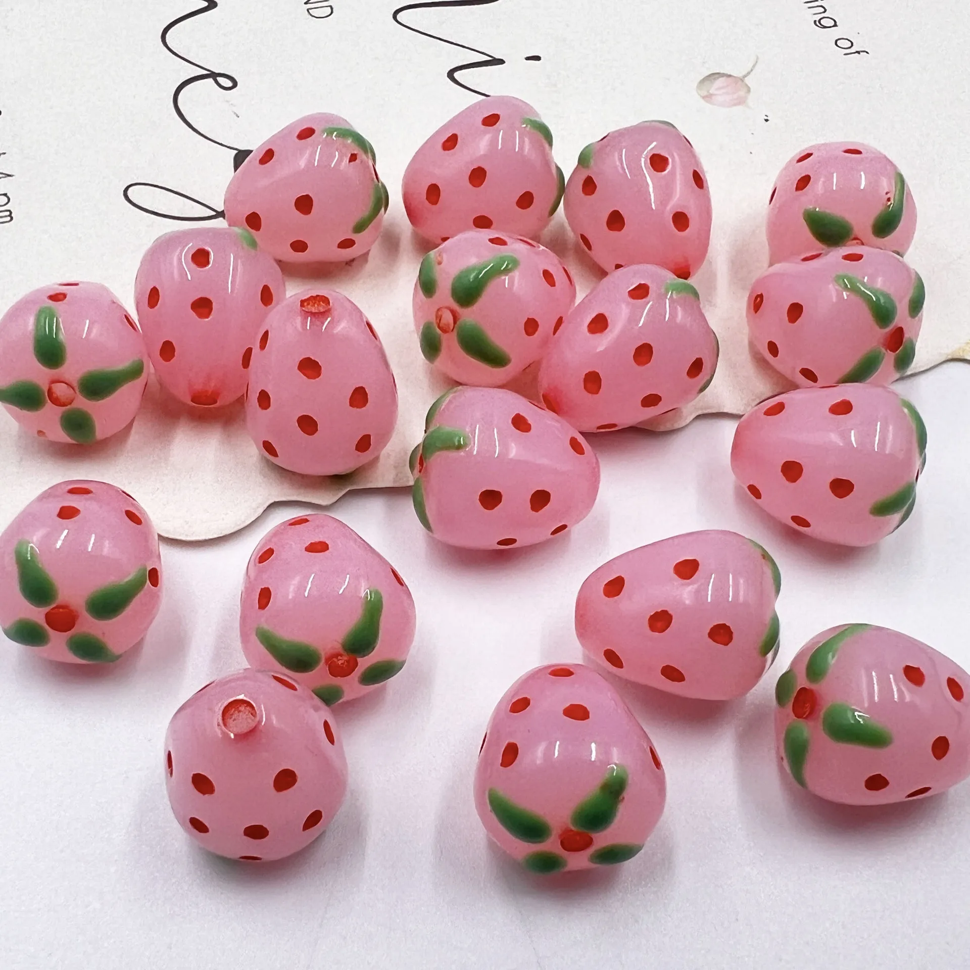 Acrylic Straight Hole Fruit Strawberry Beads for DIY