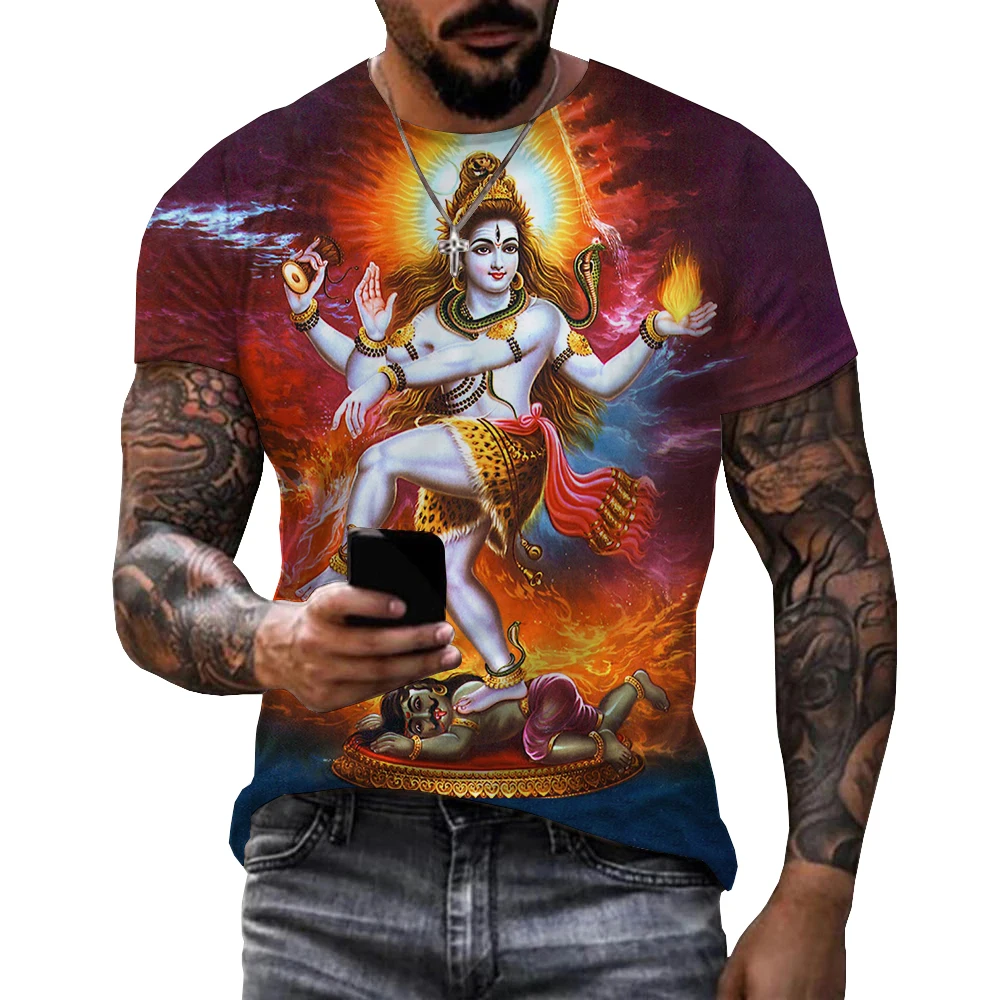 Hindu God Lord Shiva 3D Print T-Shirts Hinduism Vishnu Men Women Fashion Oversized Short Sleeve T Shirt Male Tees Tops Clothing