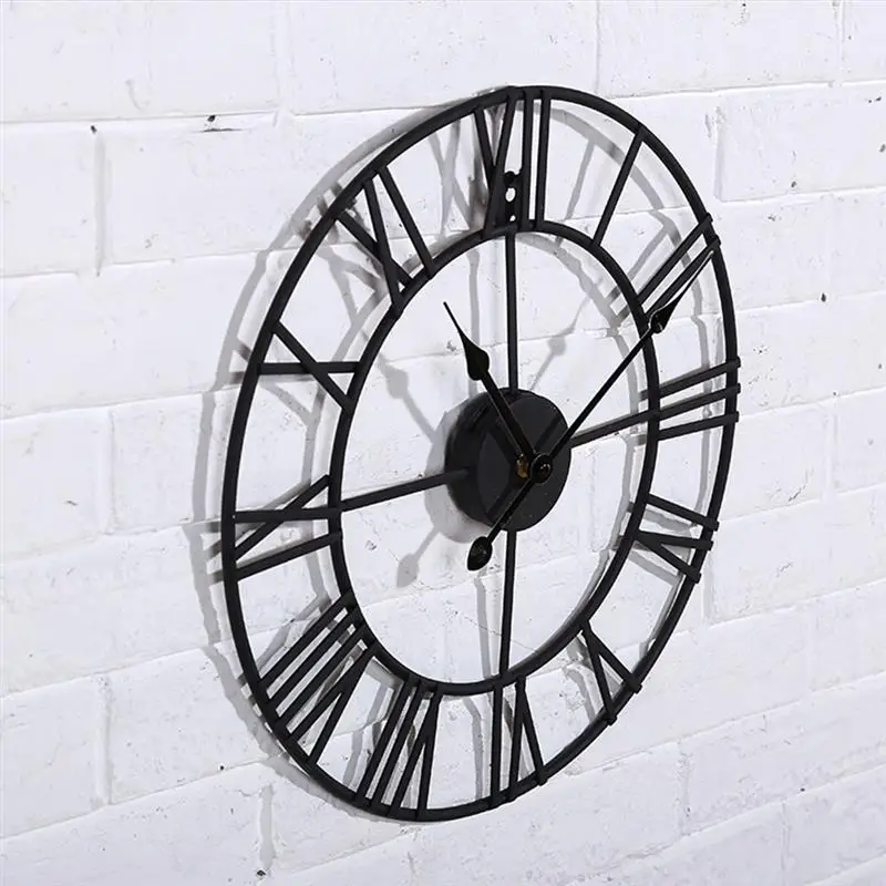 Iron Silent Wall Clock Simple Wall Clock Decor Home Decorative Wall Clock Living Room Wall Clock (Golden Embryo Black Stitches)