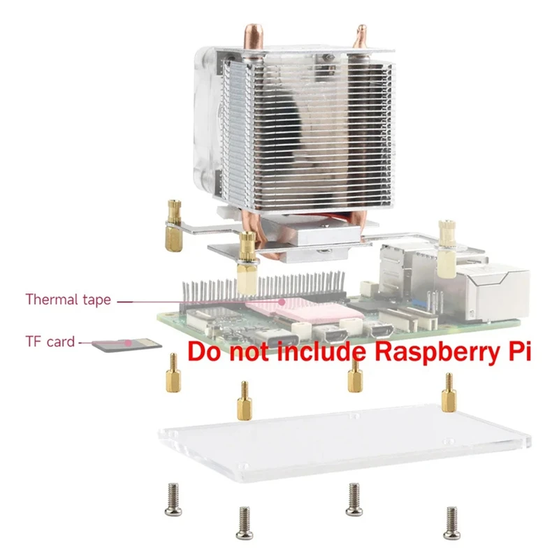 مروحة برج الجليد v2 أرق rgb ، مبرد وحدة المعالجة المركزية منخفض المظهر ، زعانف أنبوبية نحاسية على شكل حرف u للتوت pi 5 pi5