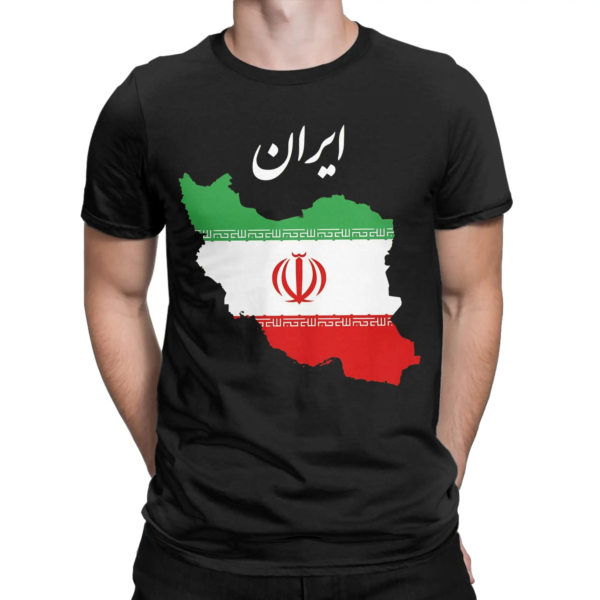Streetwear T Shirt Iranian Flag inside Map of Iran Cotton T Shirts Novelty Tee Shirt for Men Summer Y2K Short Sleeve Top Tees