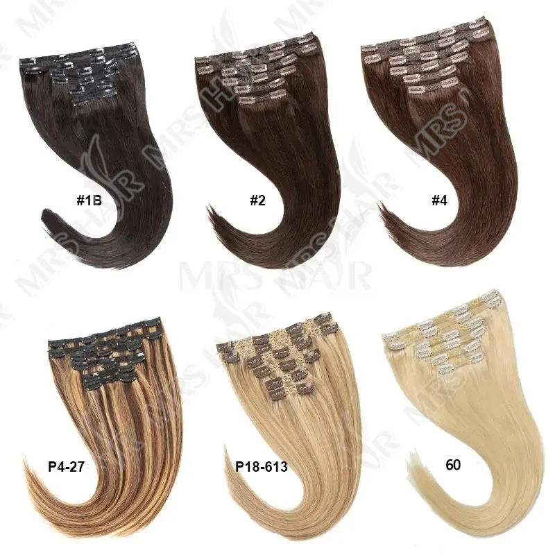 Extensiones de cabello con Clip, máquina de cabello humano Remy, 24 pulgadas, 240g, cabeza completa, extensiones de cabello Natural Real, pinzas para el cabello con extremo fino, 6 uds.