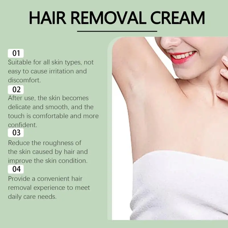 

Aloe Vera Hair Removal Cream, Painless Depilatory with Growth Inhibitor, Soothing for Men & Women