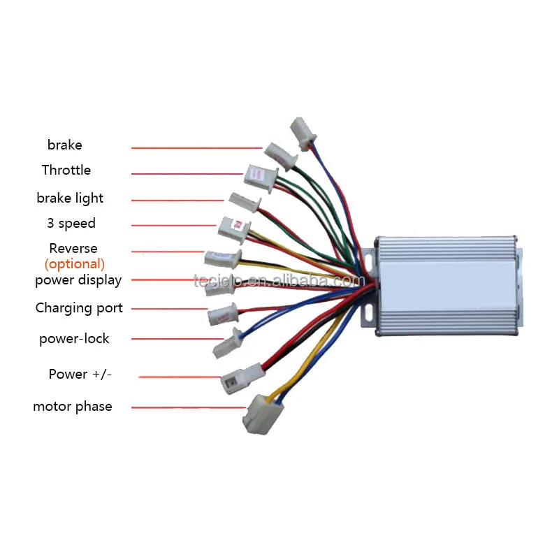 DC Brushed Motor Controller and Thumb Throttle 24/36/48V 350W/500W Brush Speed Controller for Ebike Electric Scooter Brush Motor