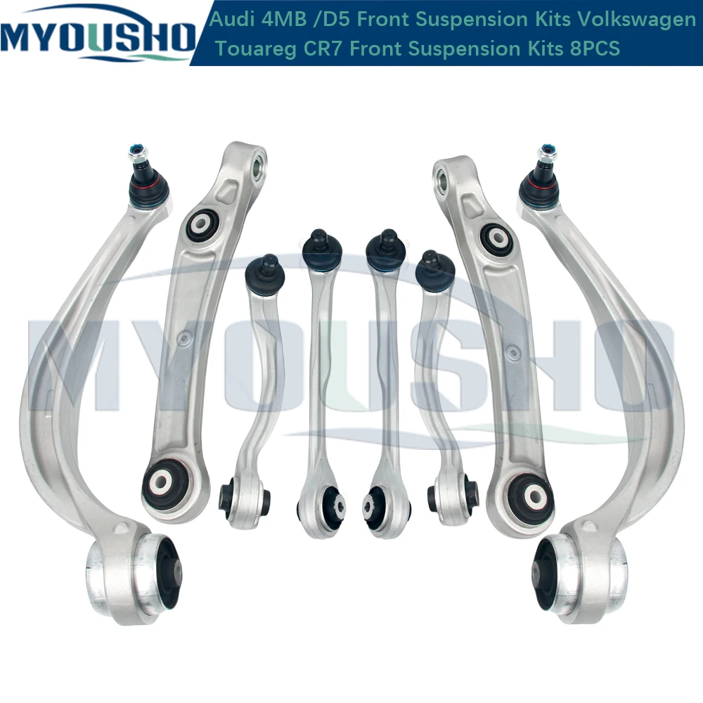 Myosho 8pcs For Audi Q7 4MB Q8 4MN A8 D5 Touareg CR7 Front Upper Suspension Control Arm Kits 4M0407693E