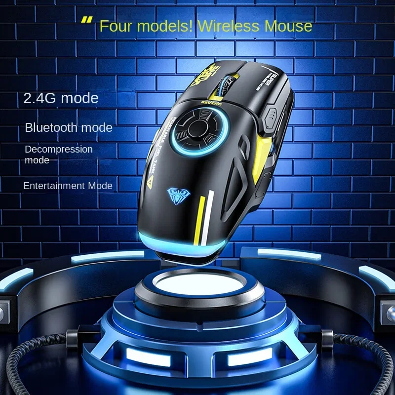 AULA H530 Newest Wireless Mouse Dual Mode Decompress Charging Gyro Mouse Rotating Esports Gaming RGB Mouse 4.8 6 Reviews