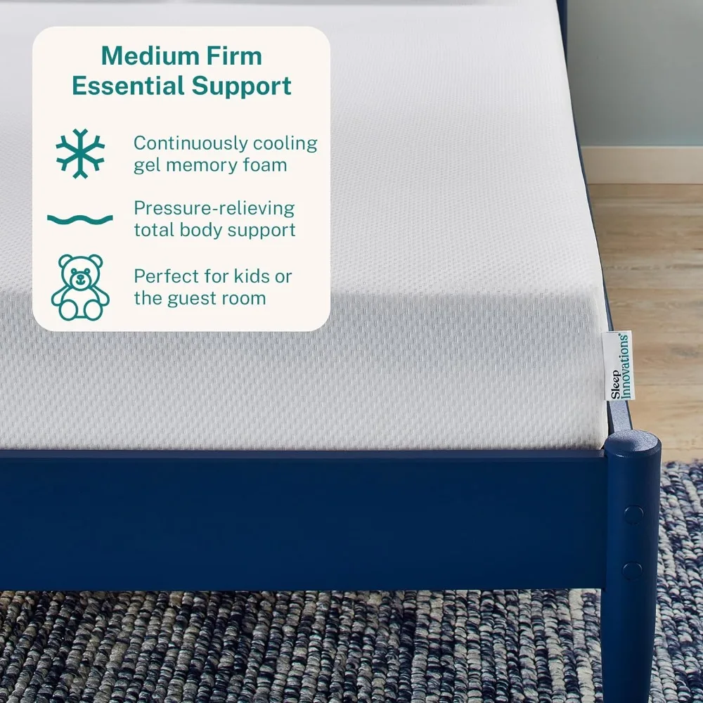 Sleep Innovations Marley 8 Inch Cooling Gel Memory Foam Mattress, Full Size, Bed in a Box, Medium Firm Support