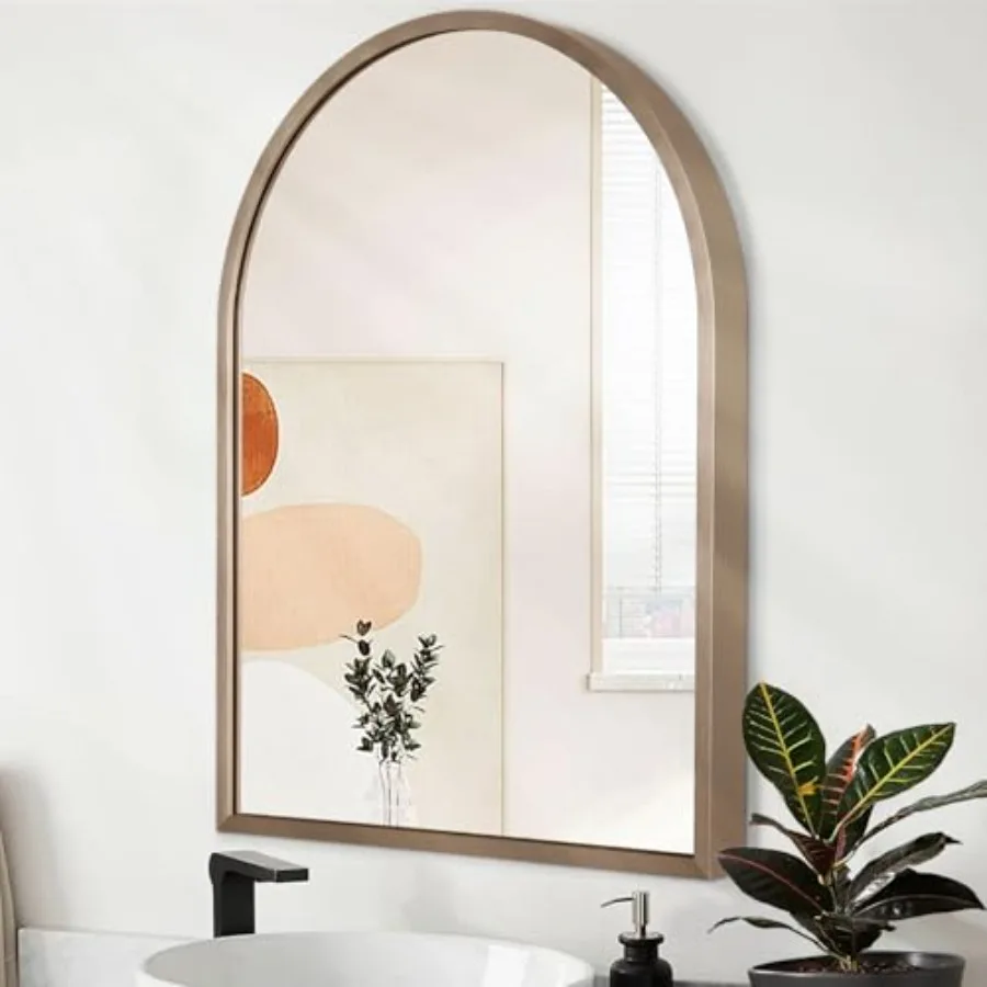 

Large Arch Wall Mirror Bathroom Mirror 26"x18" Metal Framed Mirror, Arched Wall Mounted Vanity Mirror for Bedroom, Living Room,