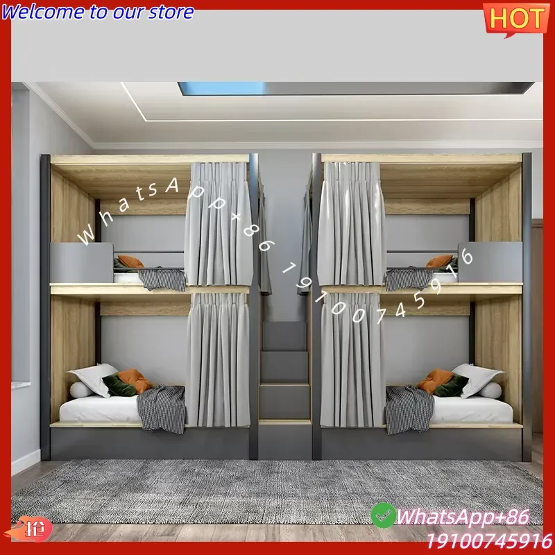 2026Hot School Furniture Modern Hotel Apartment College Student Double Deck Wooden Dormitory Beds Wood