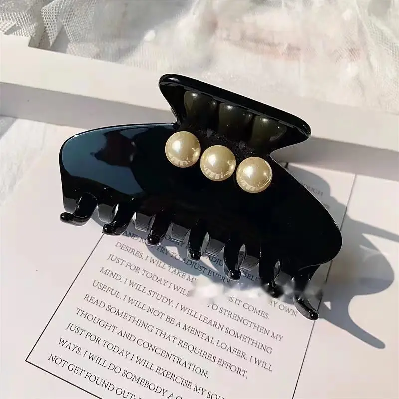 French Classic Elegant Big Corn Grab Clip Pan Hair Horse Tail Clip Exquisite Hair Accessories Big Pearl Vintage Grab Clip