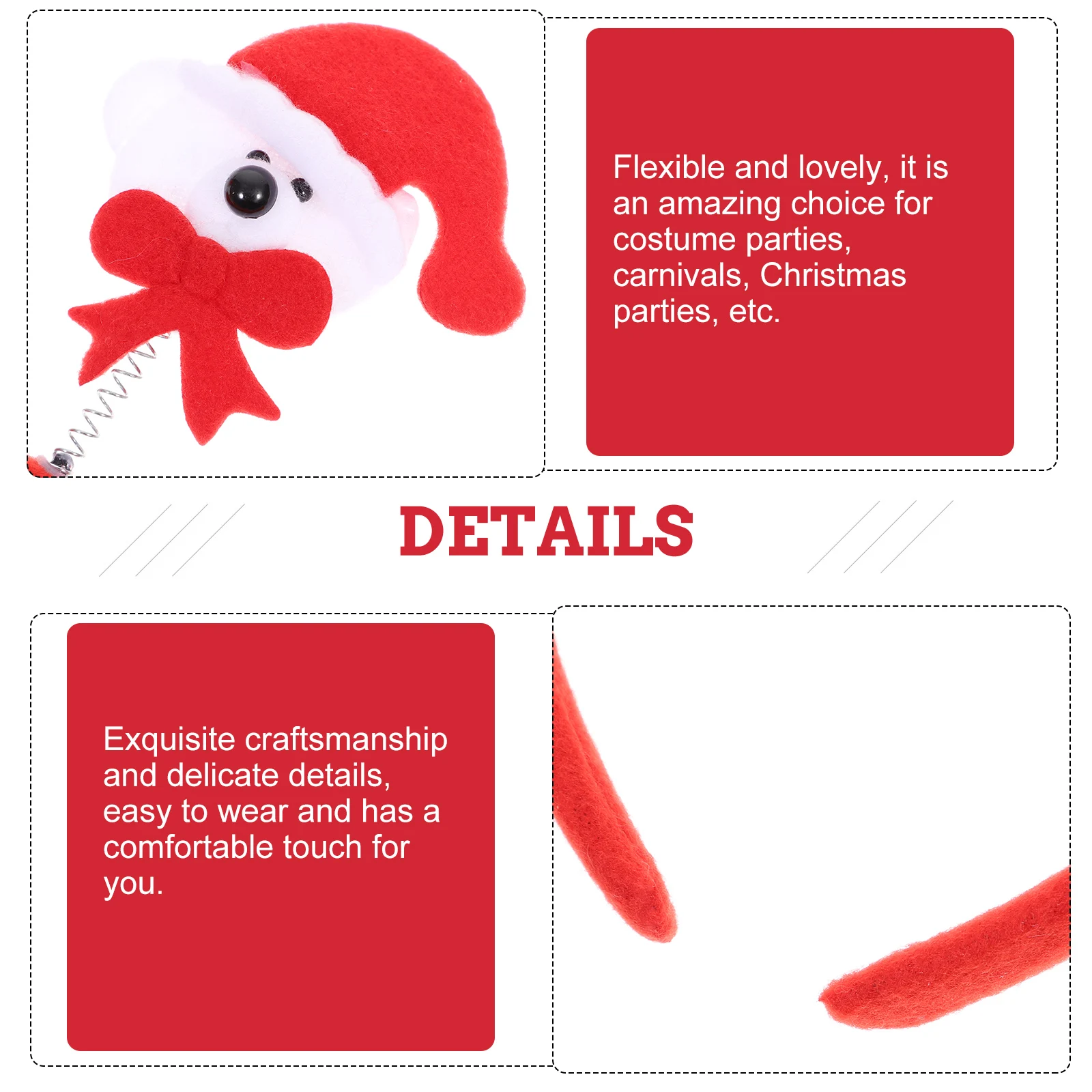 

5pcs Christmas Hair Hoop Lovely Fabric Polyester Headb for Party Wedding Bridal Shower Holiday Accessories Hairwear