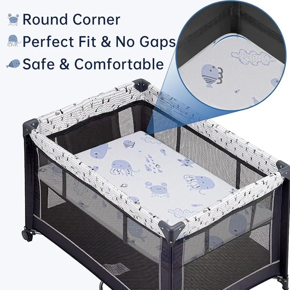 مرتبة إسفنجية ميموري فاخرة مزدوجة الجوانب، مقاس 38 × 26 بوصة، غطاء خفيف الوزن وقابل للإزالة للعب الطفل #5