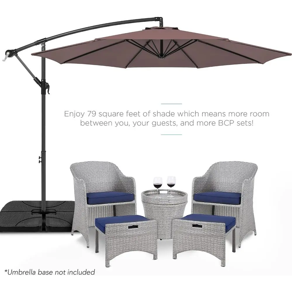 Hanging Market Patio Umbrella w/Easy Adjustment, Polyester Shade, 8 Ribs for Backyard, Poolside, Lawn and Garden - Deep Taupe