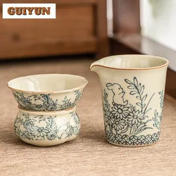 Cute Rabbit Ru Kiln Tea Leakage Filter Sunflower Ceramic Loose Tea Leaf Spice Tea Separation Fair Cup Kung Fu Teaset Accessories