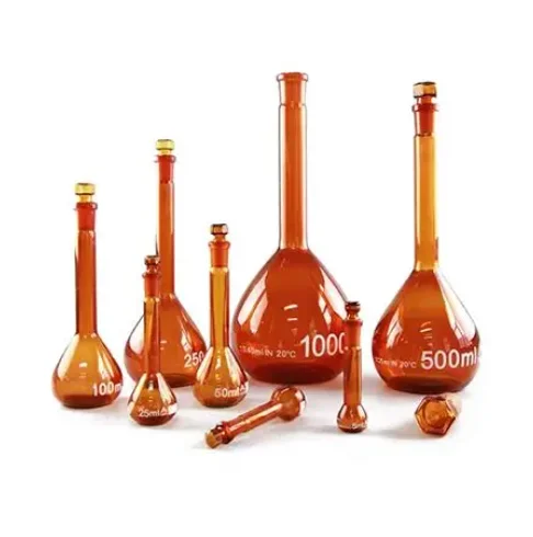 

1ml/2ml/5ml Lab Brown Glass Volumetric Flask the Long Neck Quantitative Bottle With glass plug for school experiment