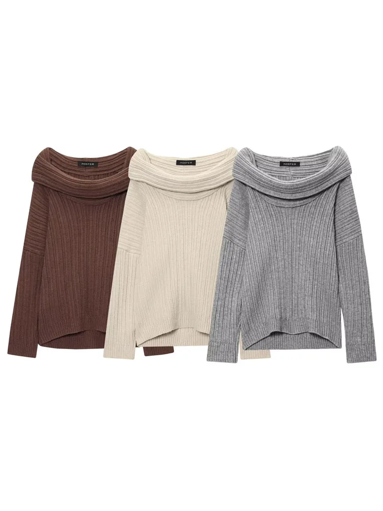 

For Women 2025 Oversized Off Shoulder Pullover Lady Casual Autumn Streetwear Fashion One-Shoulder Loose Knitted Sweaters