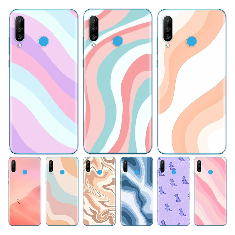 Abstract Swirl Pattern Silicone Cover For Huawei P50 P40 P30 P20 Pro P10 P9 P8 Lite E Plus 2019 Transparent Phone Case