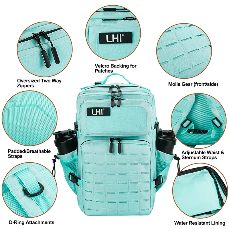 LHI Tactical Backpack For Women Large Waterproof Molle Daypack 3 Day Bug Out Bag Travel Hiking Rucksack With Bottle Holder