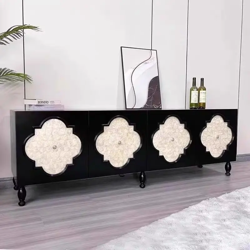 living room shell decorative storage floor cabinet Neoclassical audio-visual cabinet Home entrance cabinet