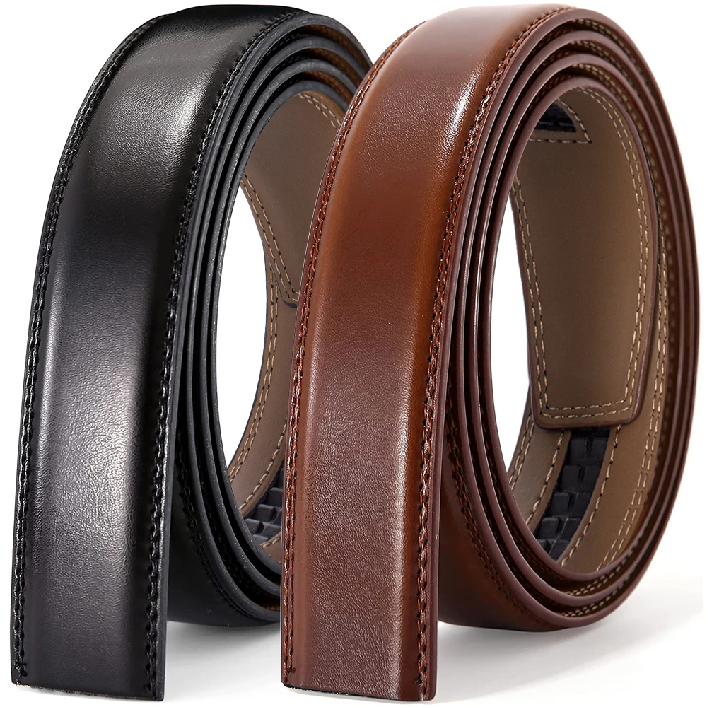 Large Size Belt Without Buckle High Quality Genuine Leather Luxury Designer Accessories Casual Jeans  Brown Belts for Men Women