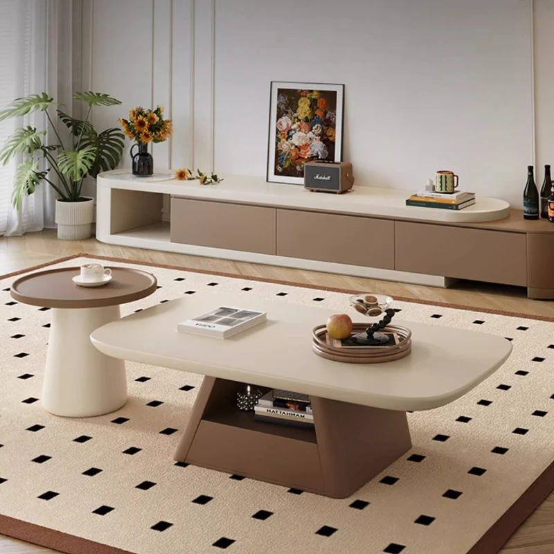 

m Milk Coffee Color Scheme Artistic Style Curved Coffee Table Corner Furniture Storage Space Living Room Minimalist Modern m