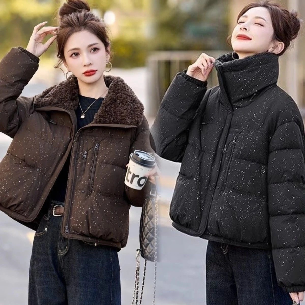 Korean Women Fashion Parkas Tops 2026 Middle Aged Mother Puffer Jacket Winter Femme short Cotton Padded Coat
