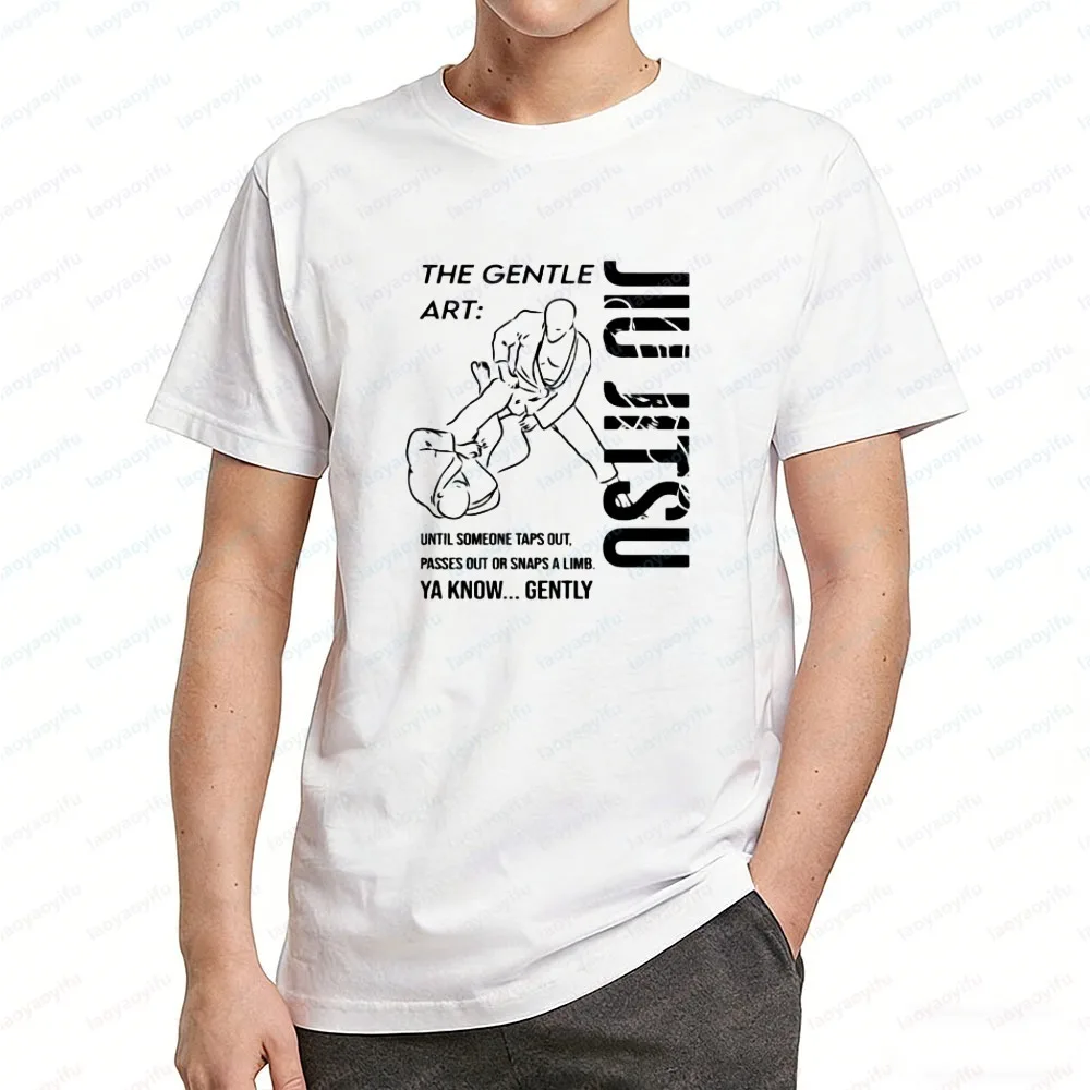 The Gentle Art Jiu Jitsu Graphic T-Shirt Hot Sale BJJ Lover Tops Brazilian Jiu Jitsu Cotton Tee Vintage Classic Men's Clothing