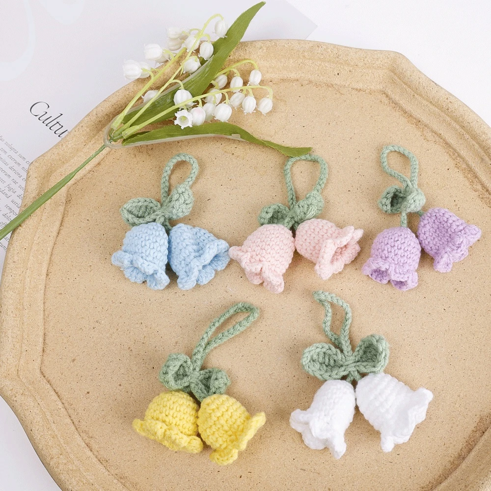 Fashion Handwoven Flower Keychain Sweet Multicolor Convallaria Majalis Key Ring for Women Girls Car Handbag Phone Case Pendant