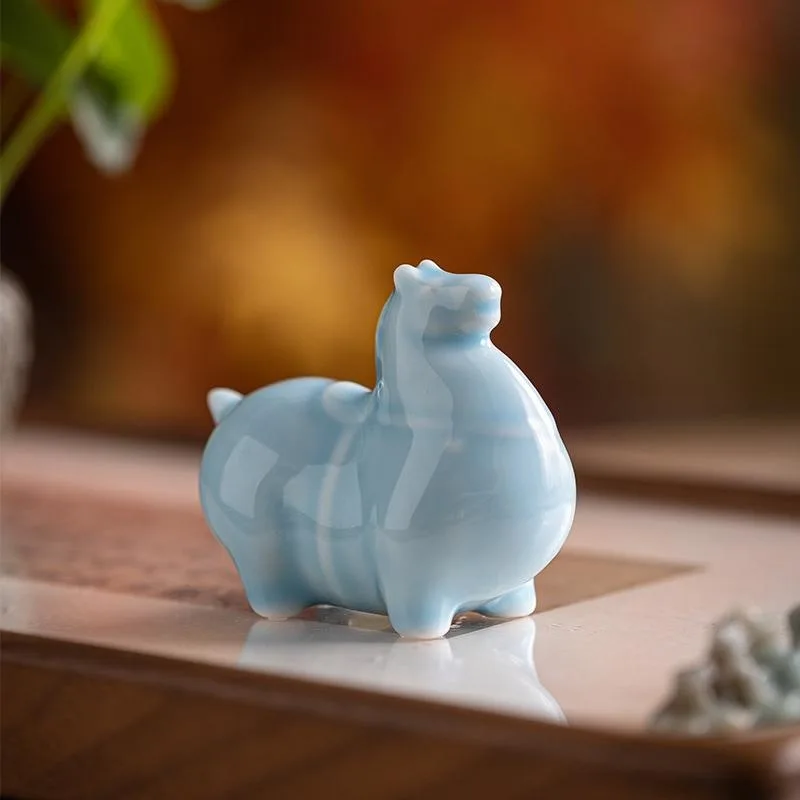 Tea Pet Ornament Collectible Celadon Chinese Tea Play Accessories Desktop Decoration 