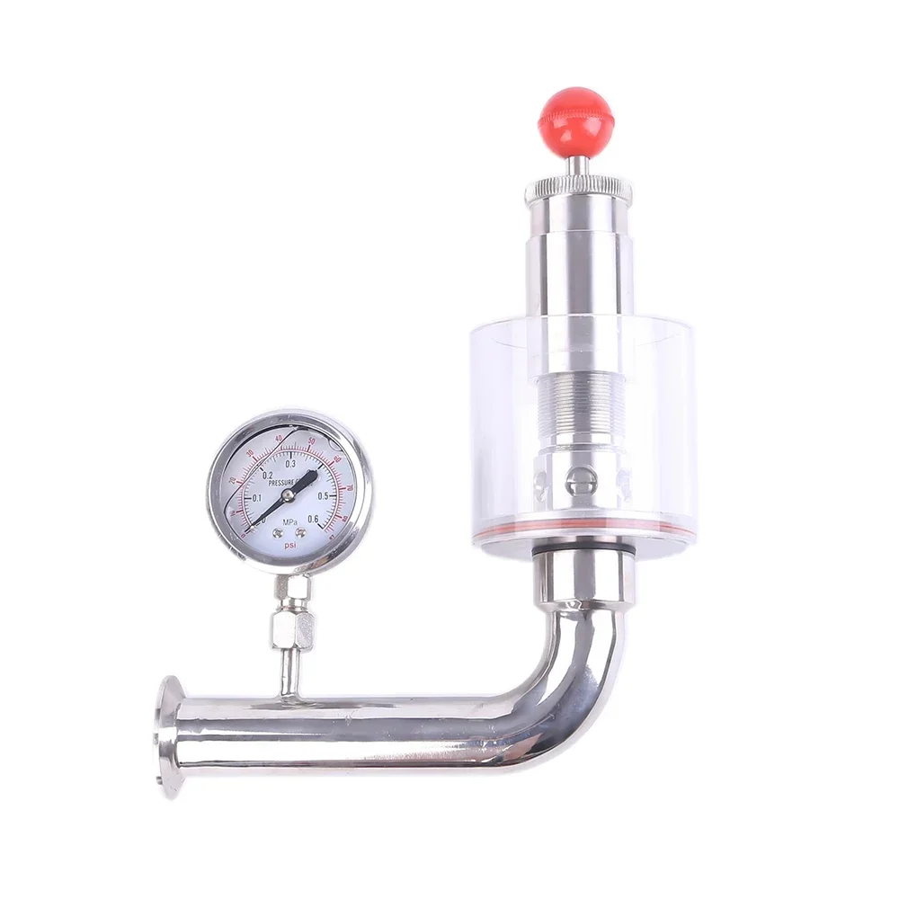 SS304 Sanitary Clamp spunding valve Air Pressure Relief Valve Exhaust Valve With Pressure Gauge for Brewery equipment