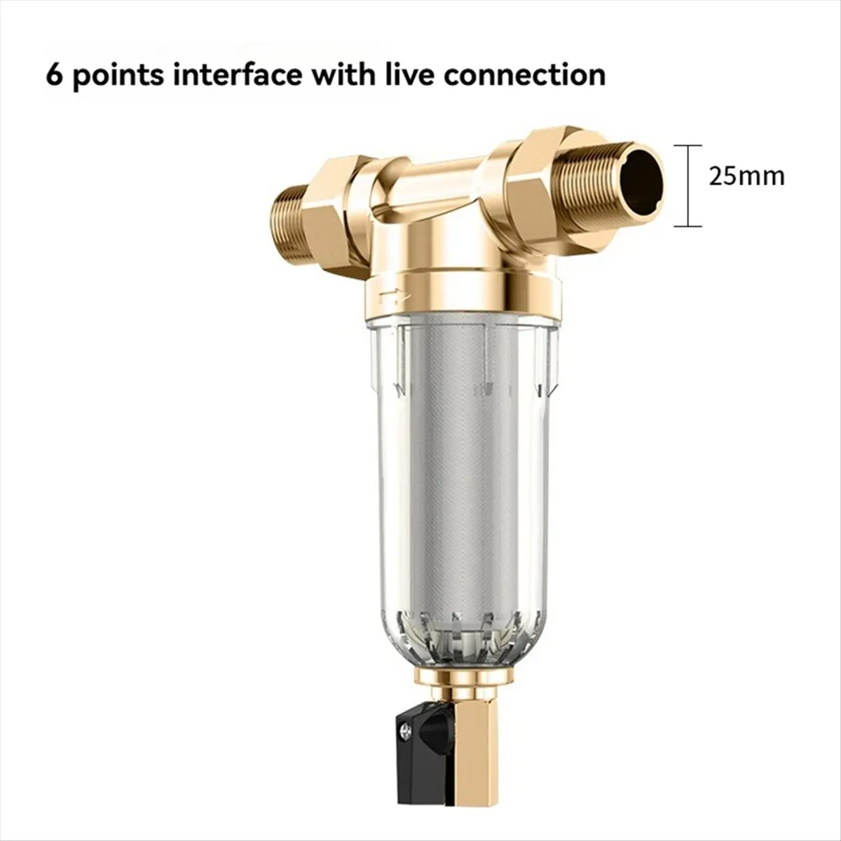 Copper Faucets Water Filter Under Sinks Pre-Filter for Tap Water Heater Home Kitchen Tap Supplies 25MM