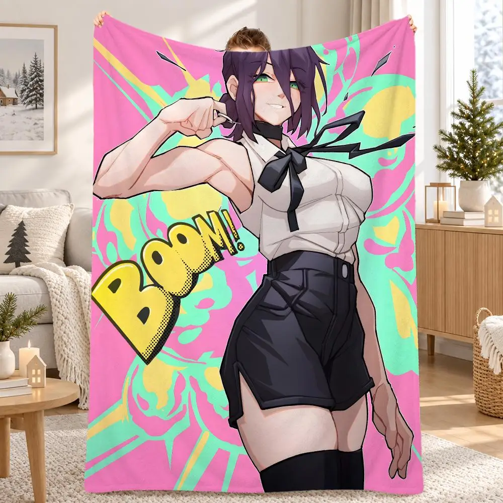 Anime Chainsaw Man Throw Pet Flannel Blanket Throw Blanket for Living Room Bedroom Bed Sofa Picnic Cover kids