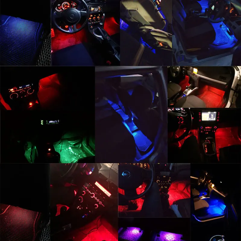 1set 9SMD Car Styling Foot Light Backlight Car Interior Decoration Light Blue with Cigarette Lighter12v Led view 5