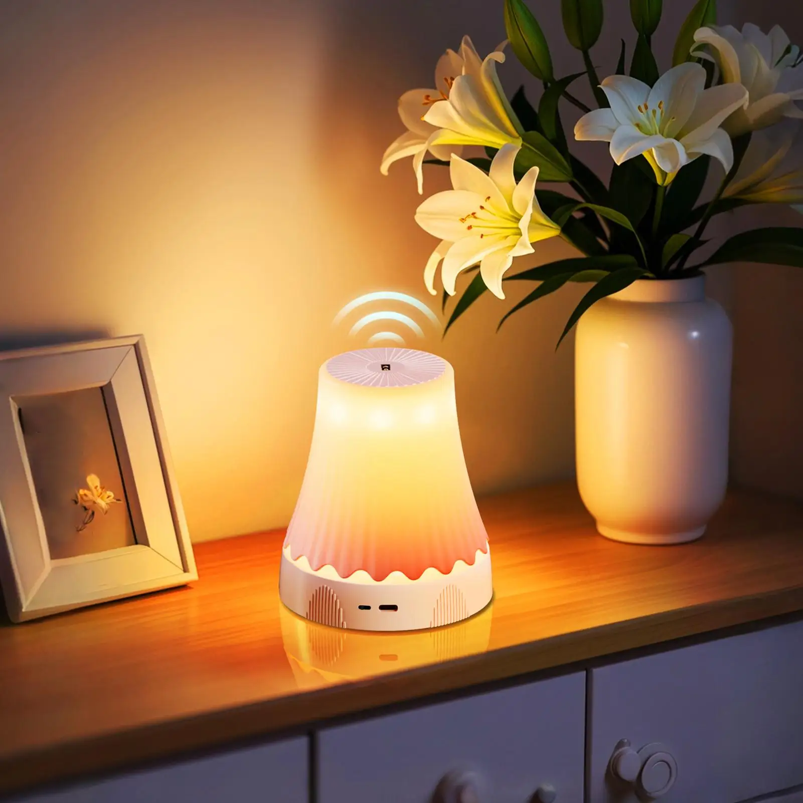 Rechargeable Desk Lamp Adjustable Height Gesture Sensor RGB Smart Light Battery Powered Table Lamp For Bedroom Restaurant Shower