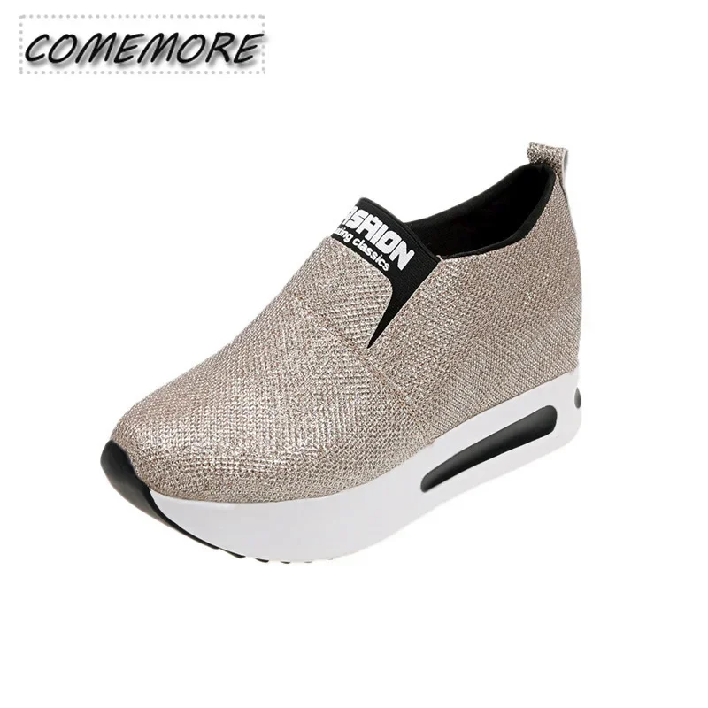 2024 New Fashion Women\'s Platform Shoes with Casual Elegant High Heels Ladies Comfortable Slip on Chunky Sneakers Spring Autumn