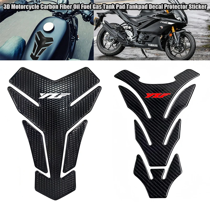 Protector de almohadilla de depósito para motocicleta con apariencia de carbono 3D, pegatinas, funda apta para YAMAHA YZF R1 R3 R15 R6 600 R125 1000 YZF R3 YZF R6 R15