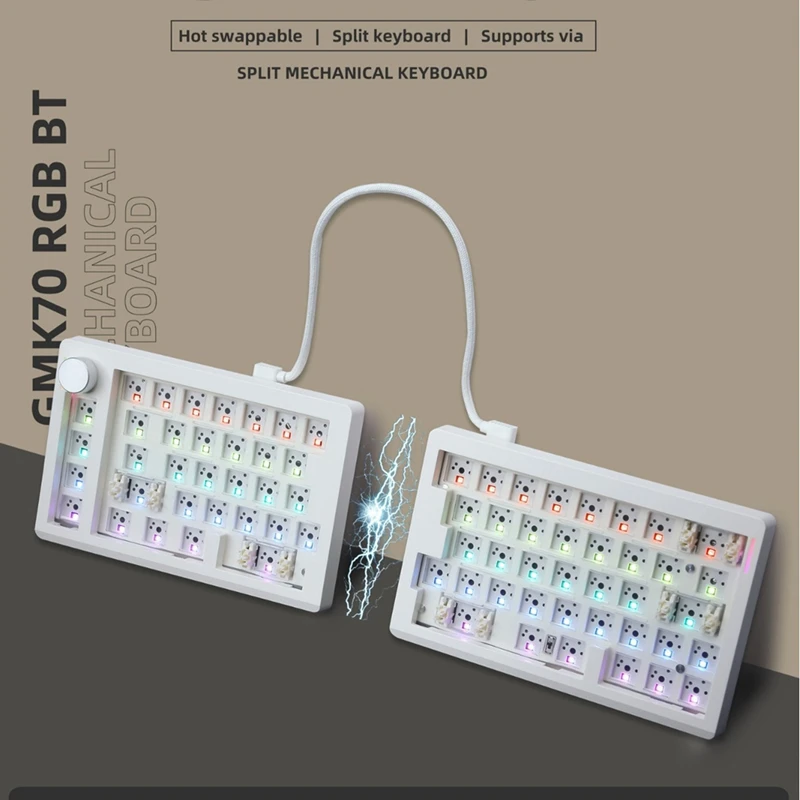 GMK70 Separate Gaming Mechanical Keyboard Kit VIA/Qmk 3-Mode Wireless Bluetooth Hot Swappable Gasket Keyboard