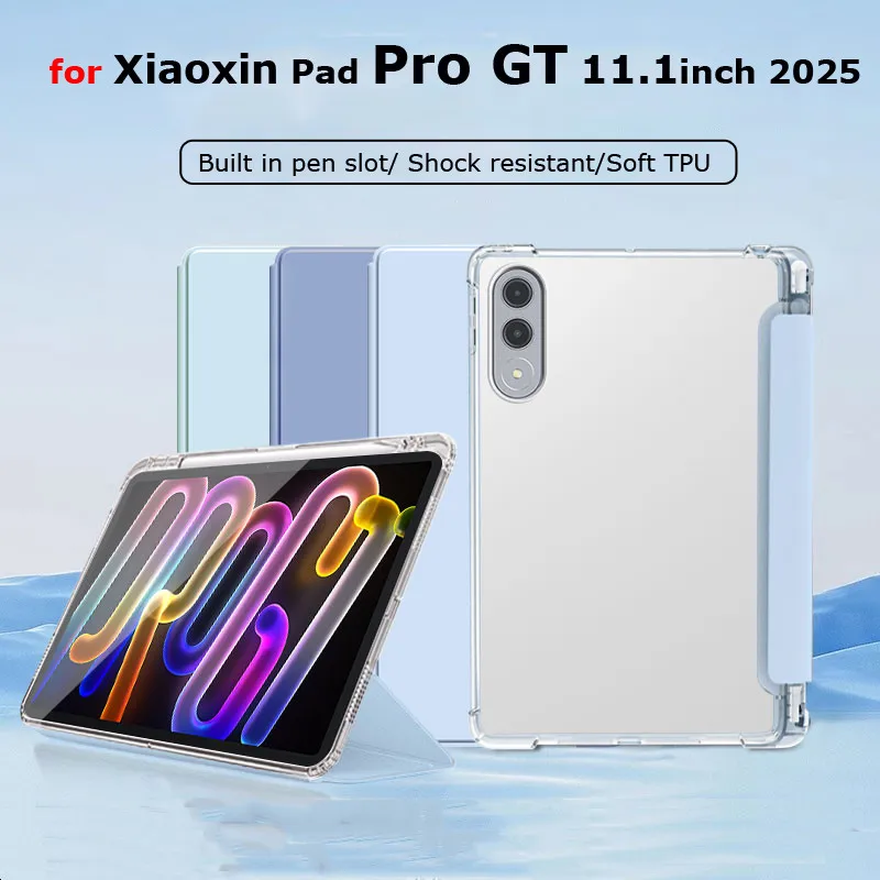 

Чехол для Lenovo Xiaoxin Pad Pro GT 11,1 дюйма 2025 TB710FU Pad 11 дюймов TB-336FU K11 B11 M11, прозрачный противоударный чехол-подставка для планшета из ТПУ