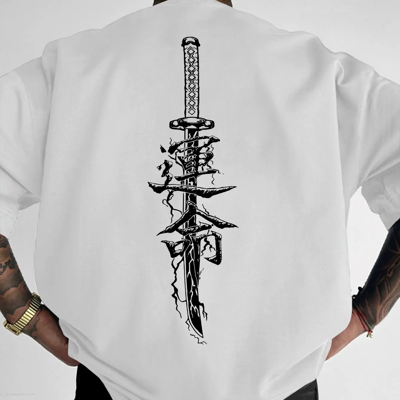 Men's Fate Samurai Sword Pattern T-shirt - Fate Samurai Sword Design Casual Clothing, Home Casual Clothing | Pattern T-shirt