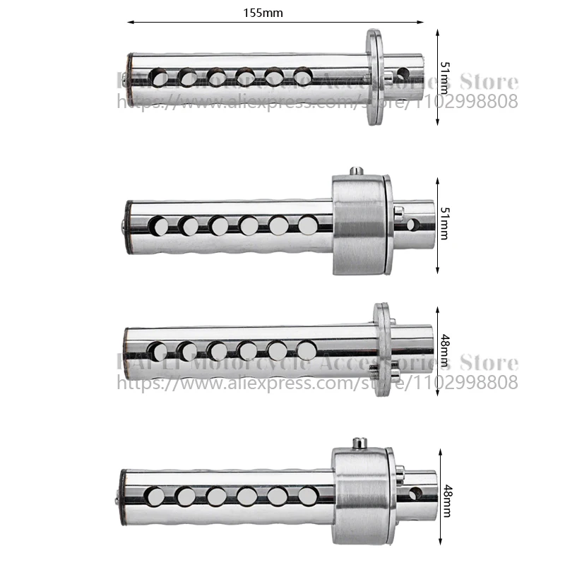 48mm 51mm Universal Motorcycle Systems Muffler Silencer Motocross Adjustable Exhaust Pipe DB Killer Pipe Tip Racing