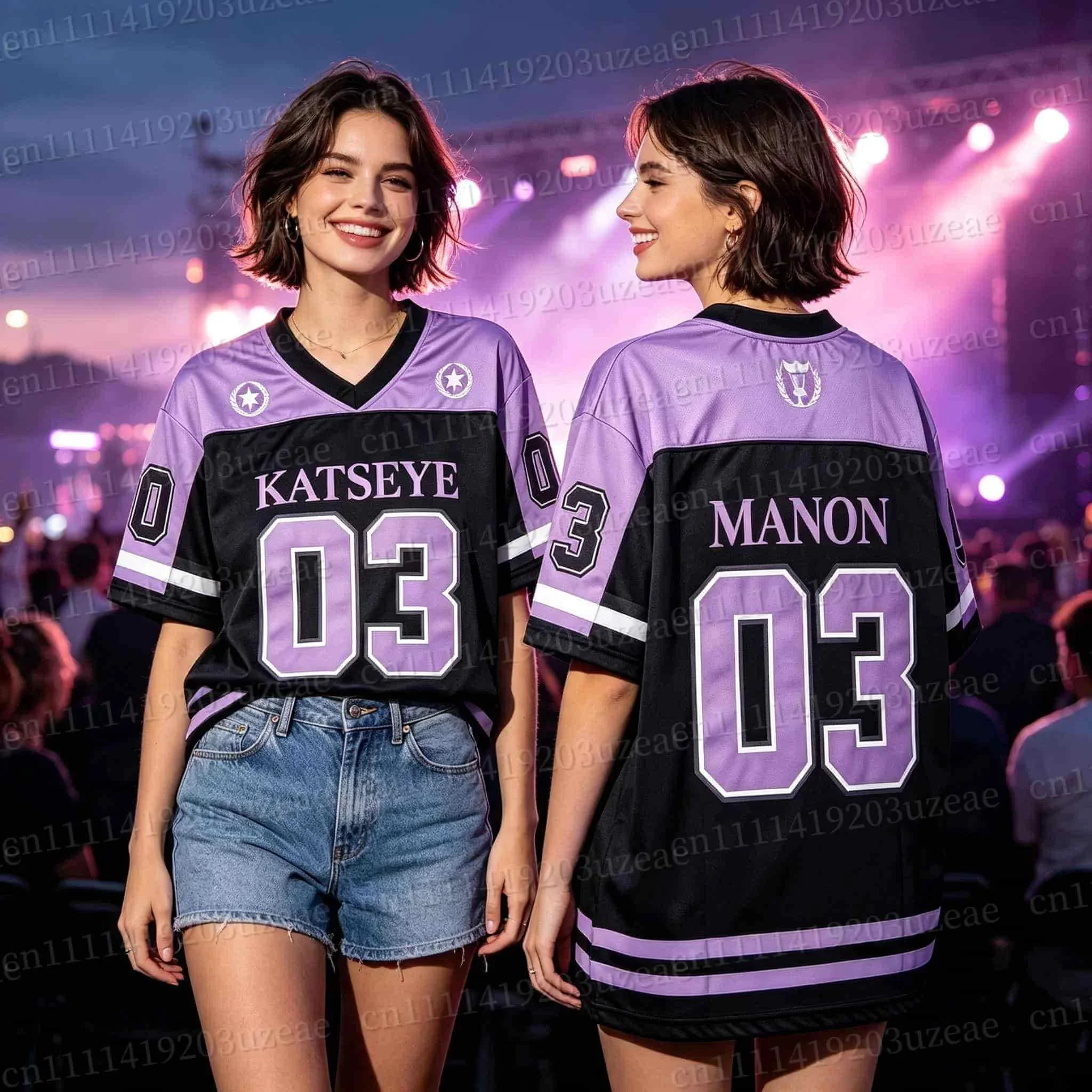 2026 KATSEYE 03 Purple Black Baseball Jersey Men Women Retro Hip Hop Oversized Fans Tee Shirt Concert Casual Streetwear Tops