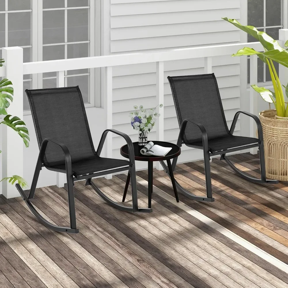 Outdoor, Patio Rocking Chairs w/Breathable Seat & Back