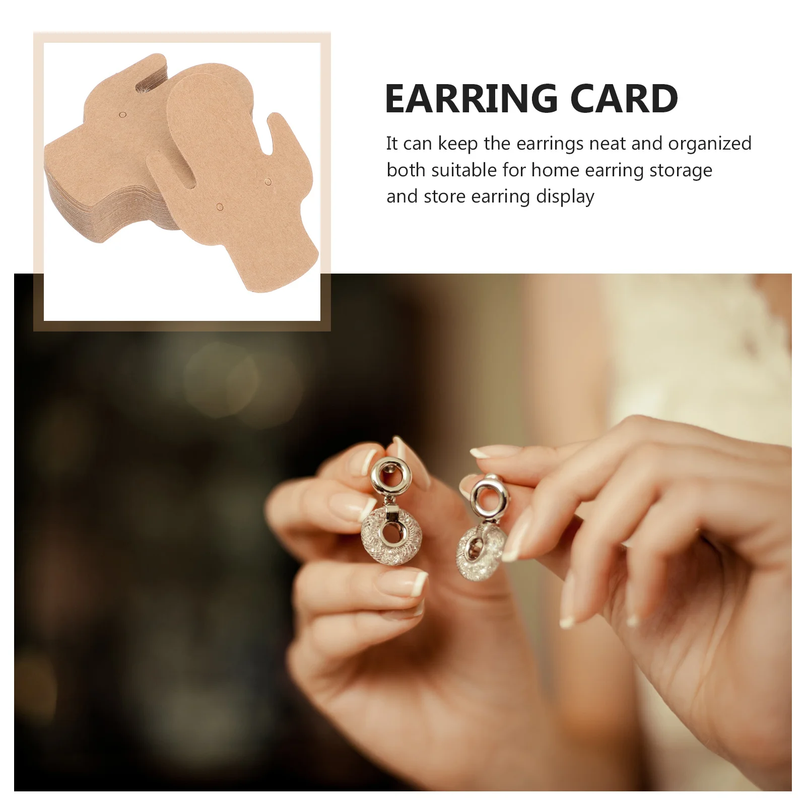 

100pcs Cactus Shaped Earring Display Cards Kraft Paper Jewelry Display Card For Earrings Necklace Storage Holder Organzier Craft