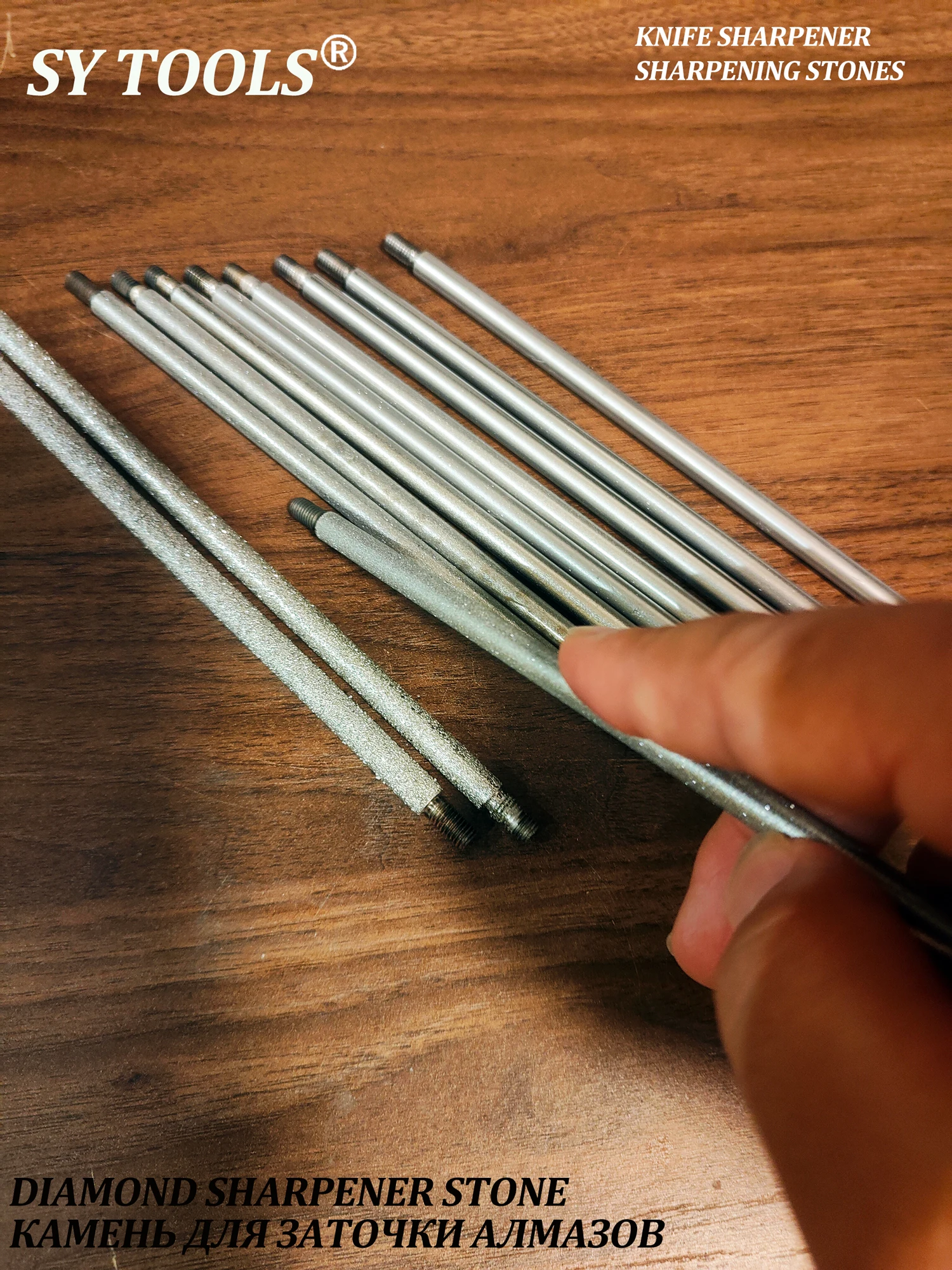 160mm Industrial Diamond Sharpening Rod | 6mm Dia | M5 Dual Thread | 11-Grit (80#-3000#) for Knives/Tools