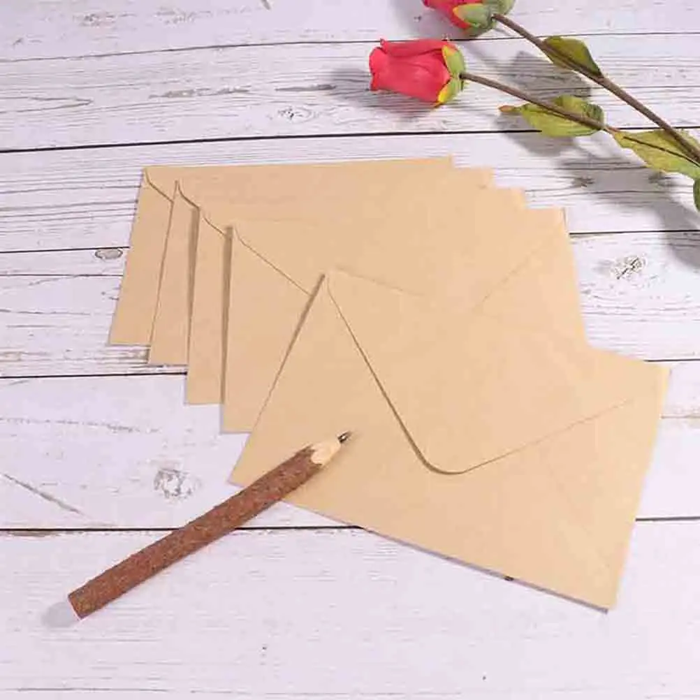 

50pcs Kraft Paper Envelopes Blank Colorful Party Envelope For Baby Shower Birthday Cards Stationery Supplies Double Coated