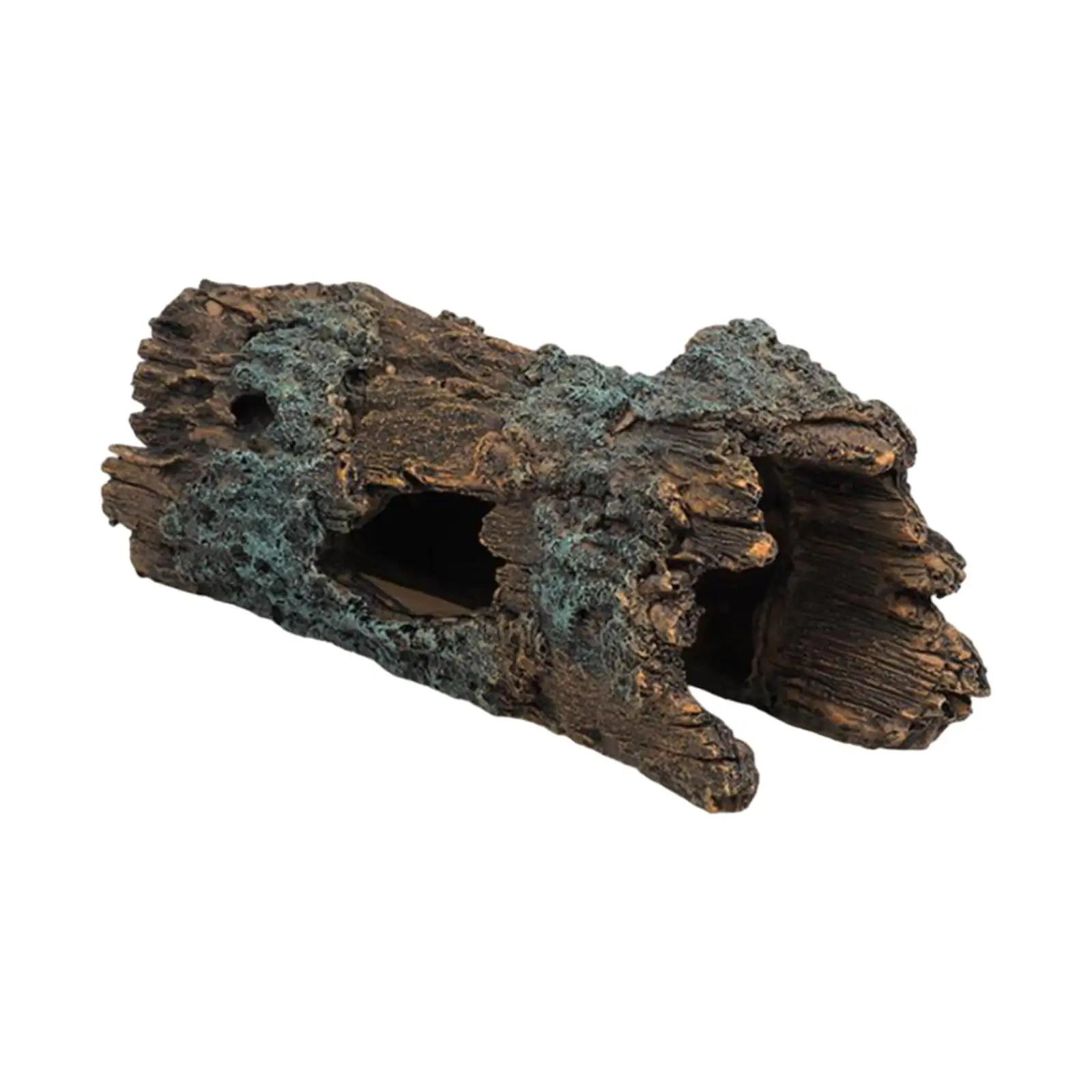 Fish Tank Hideout Landscaping Decoration Hollow Tree Trunk Resin Hollow Log for Betta Reptile Small Lizards Amphibians Fish