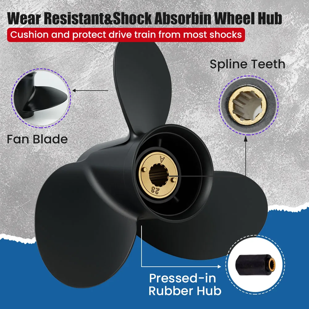 Marine Propeller 10 5/8x12 for Mercury 25 30 35 40 48 50 55 60 70 75HP Aluminum Alloy Boat Outboard Motor 3 Blade 13 Spline