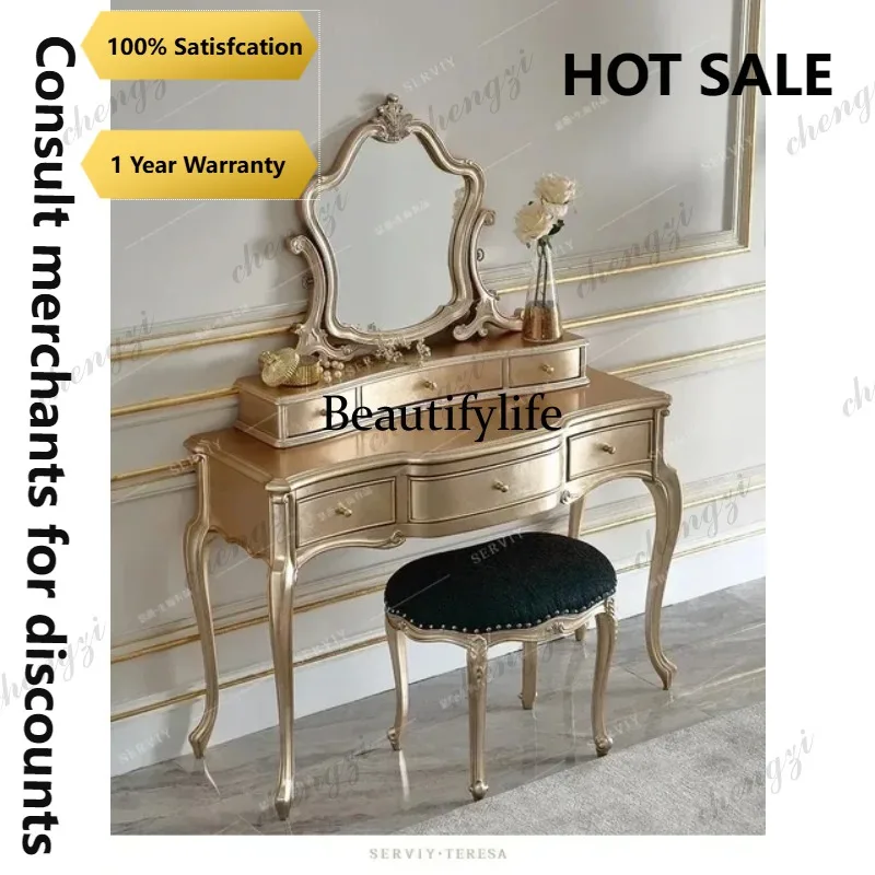 R134 Salon Storage Wood Vanity Table Aesthetic Organizer Drawers Dresser Adult Space Saving Organizer Schminktisch Trendy Furnit